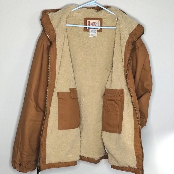 Dickies sherpa lined hooded jacket XL canvas duck workwear - Picture 8 of 11